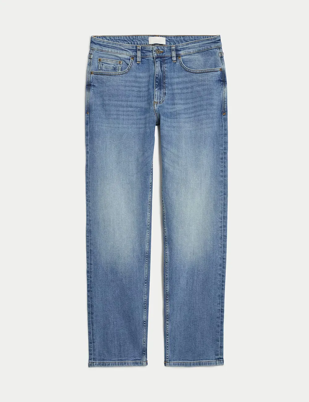 Straight Fit Vintage Wash Stretch Jeans