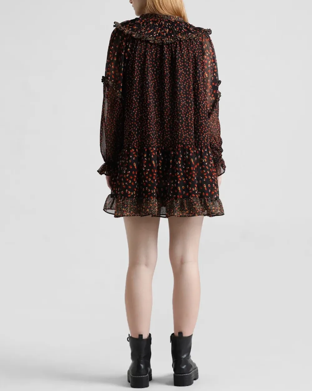 Black Floral Print Shift Dress