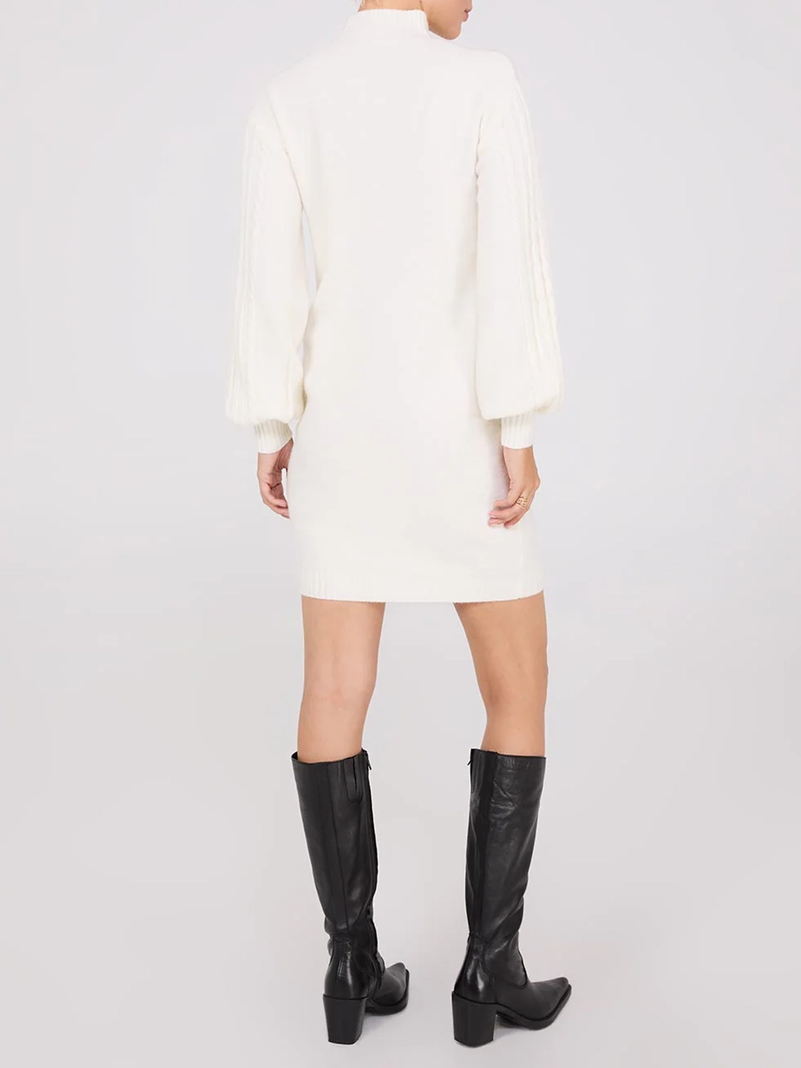 Cable Knit Mock Neck Sweater Dress