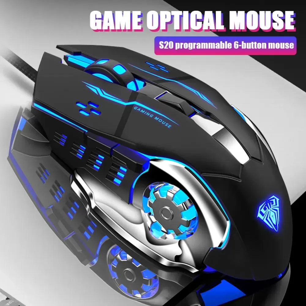 S20 Ergonomic Wired Gaming Mouse Reasonable Thickness Comfortable Touch 6 Button 2400DPI LED USB Computer Mouse Mice