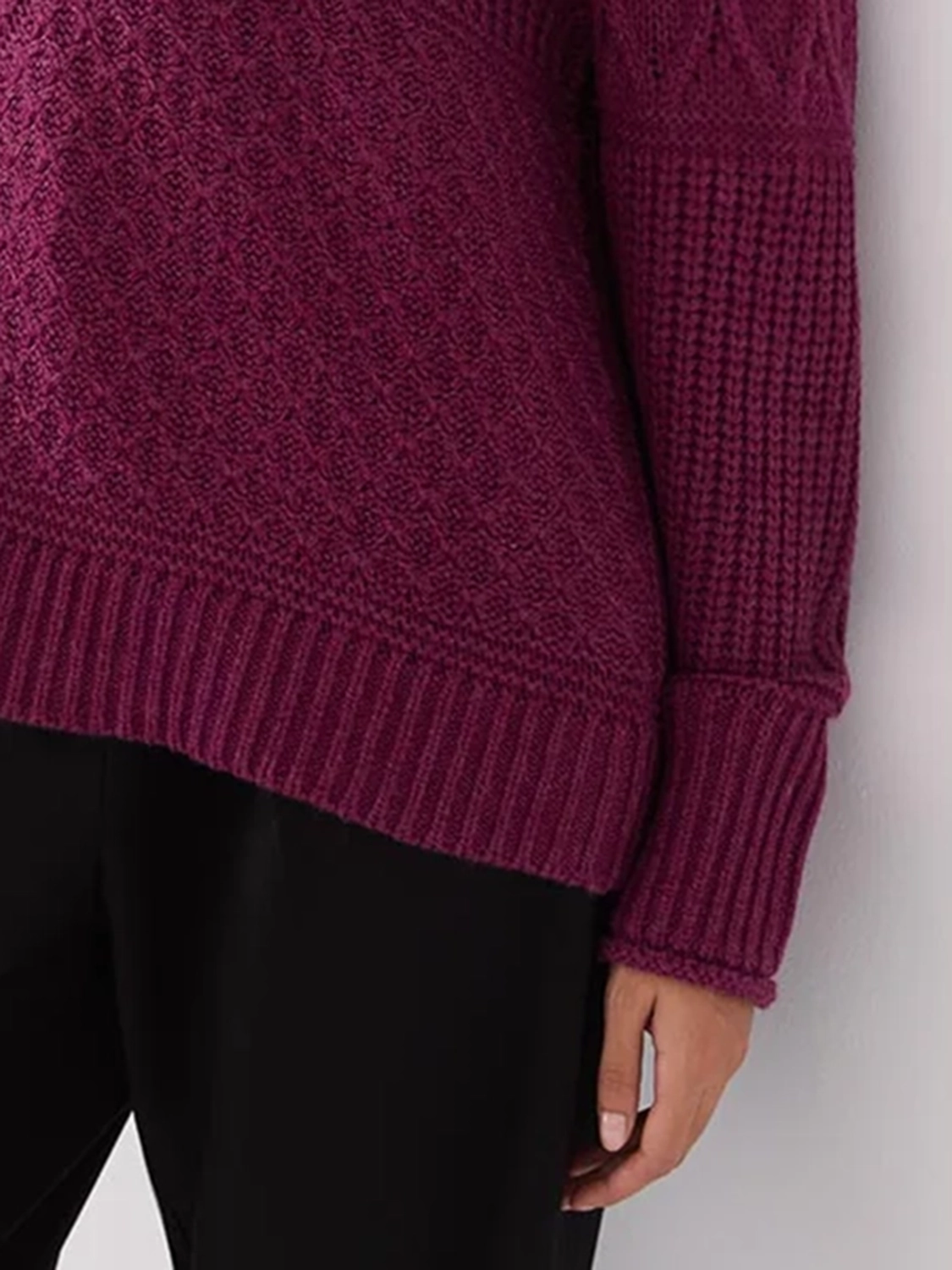 Multi Cable Knit Mock Neck Sweater