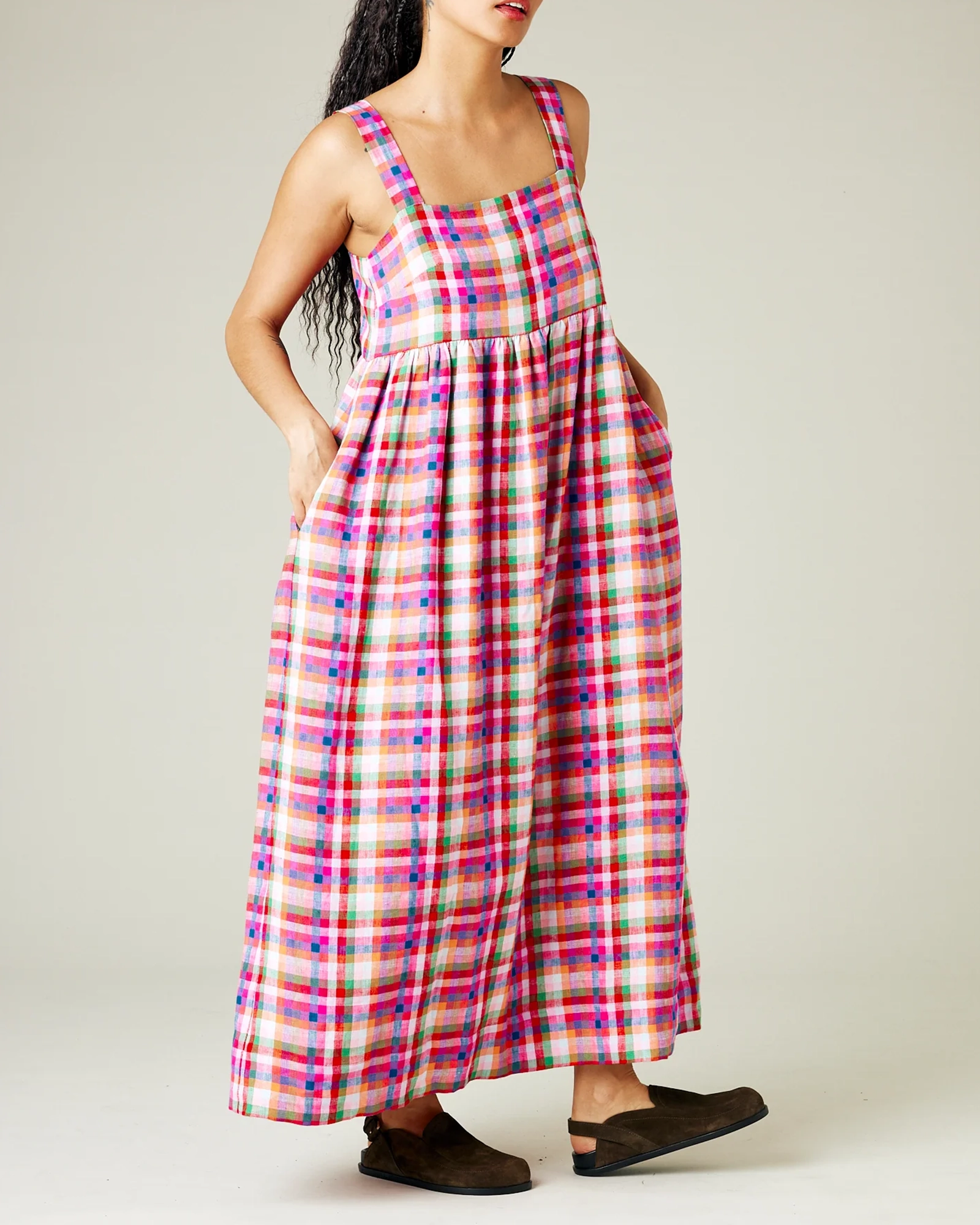 SONNY CHECK LINEN DRESS