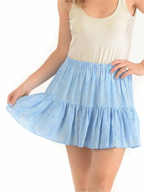 Boho Skirt / Periwinkle Palm