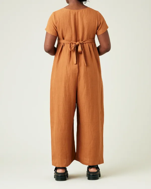 RUST LINEN JUMPSUIT