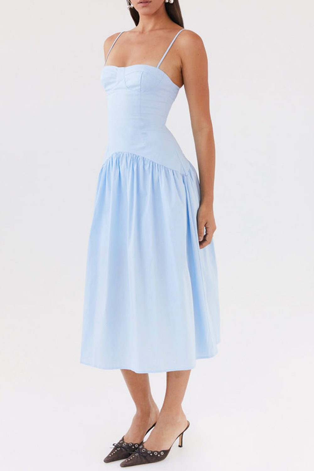 Yvette Corset Midi Dress - Blue