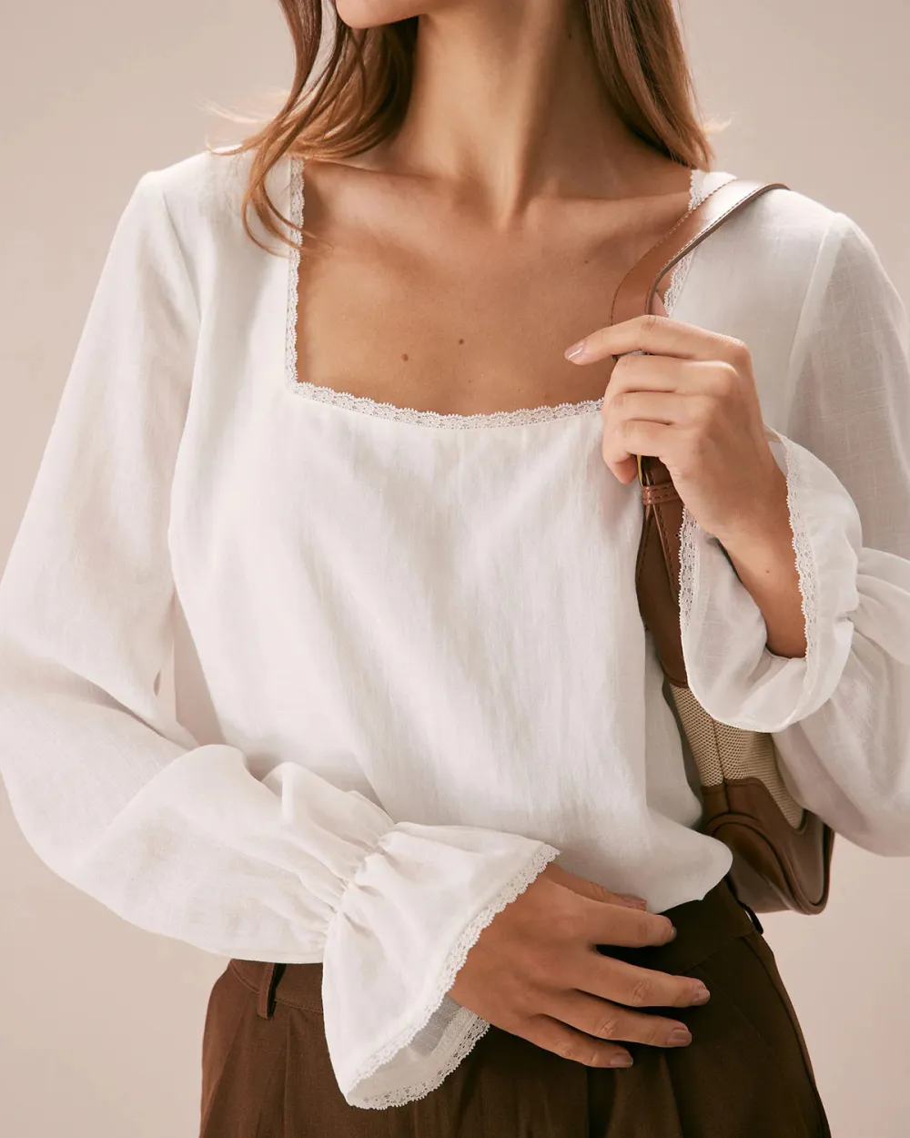 The White Square Neck Poet Sleeve Blouse