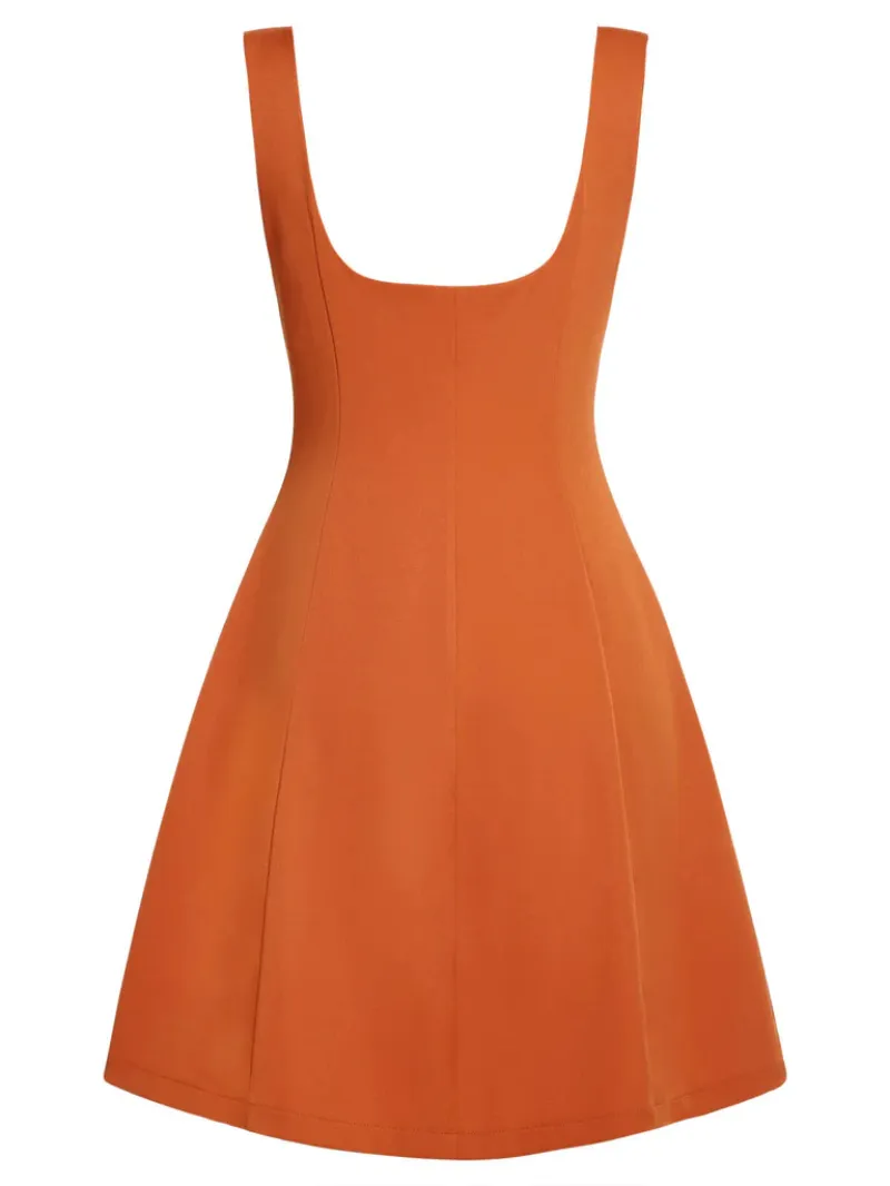 ORANGE 1960S BUTTON A-LINE SUSPENDER SKIRT