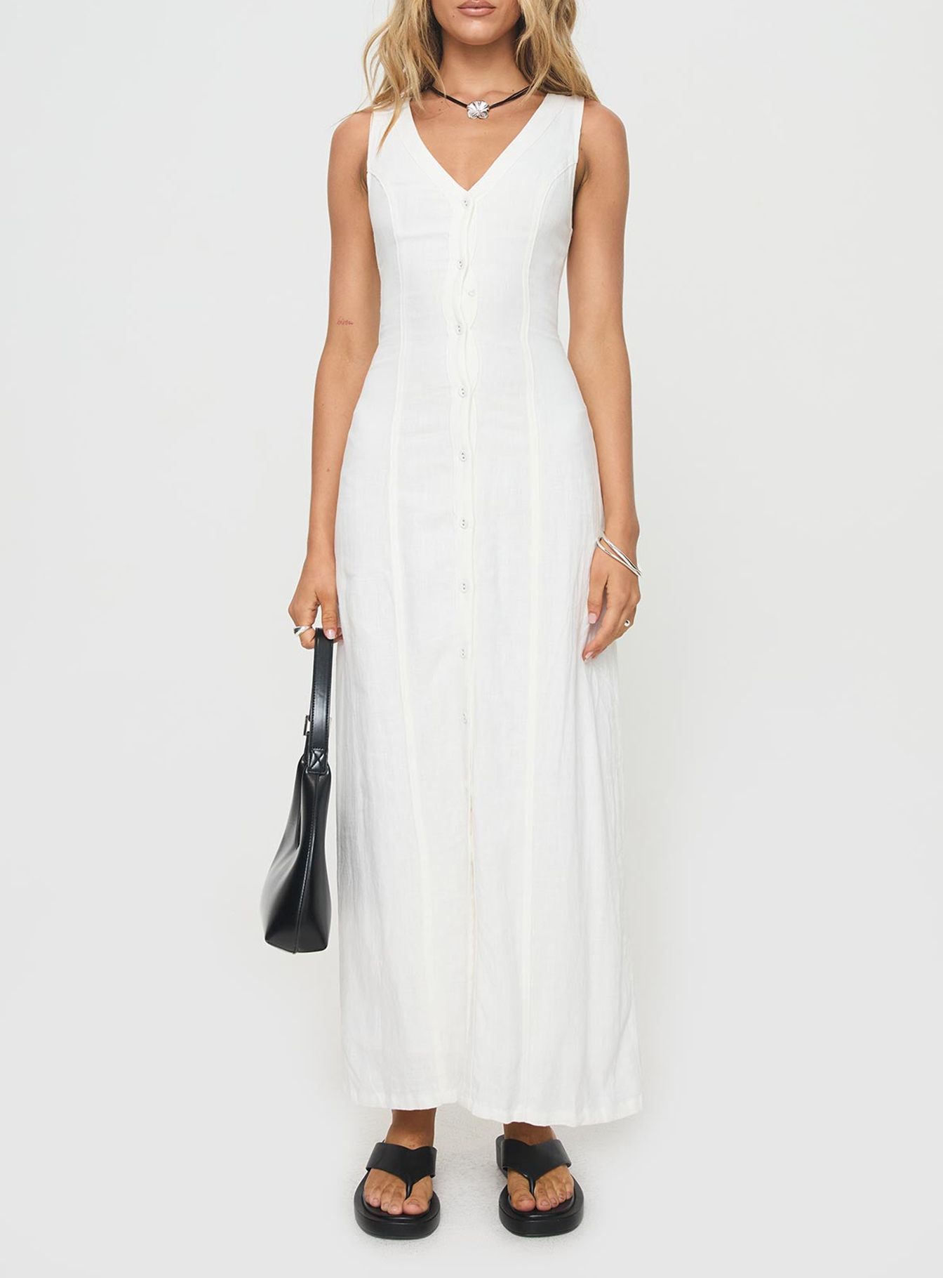 Summer Season Linen Blend Maxi Dress White