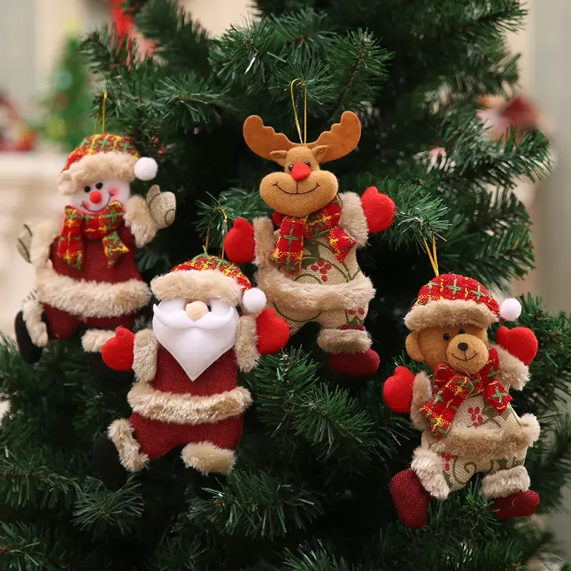 Cute Christmas Tree Decoration Pendant Santa Clause Bear Snowman Elk Doll Hanging Ornaments Christmas Decoration for Home