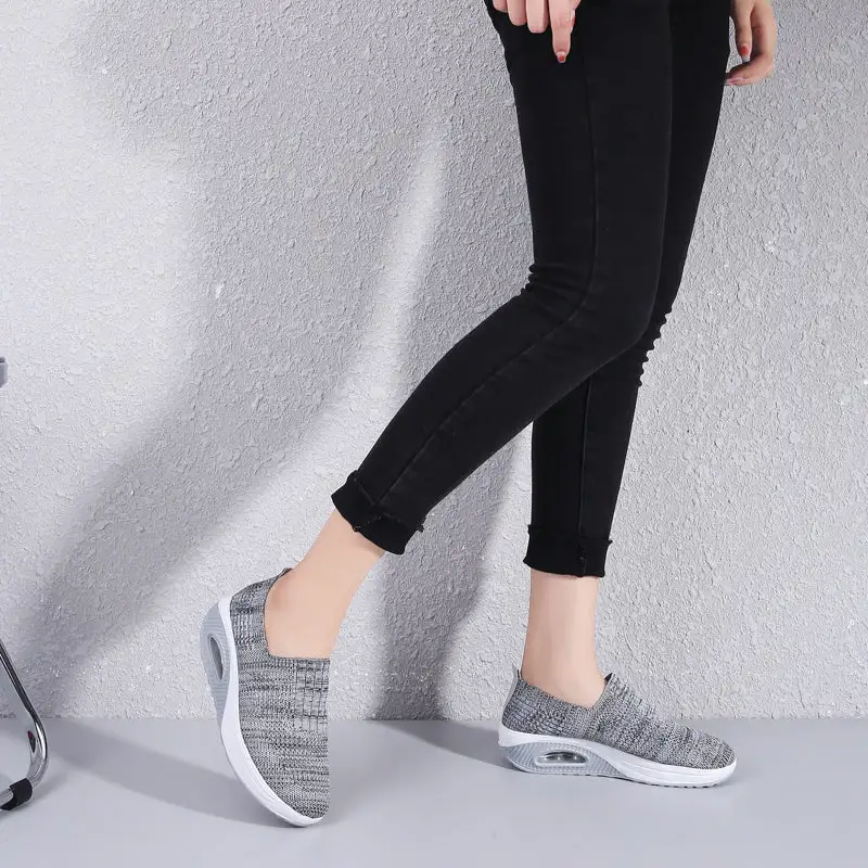 Cilool Casual Shoes Breathable Ladies Platform Sock Sneakers