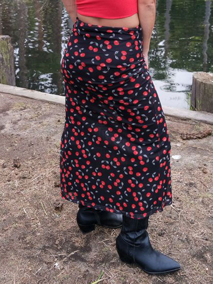 Cherry On Maxi Skirt