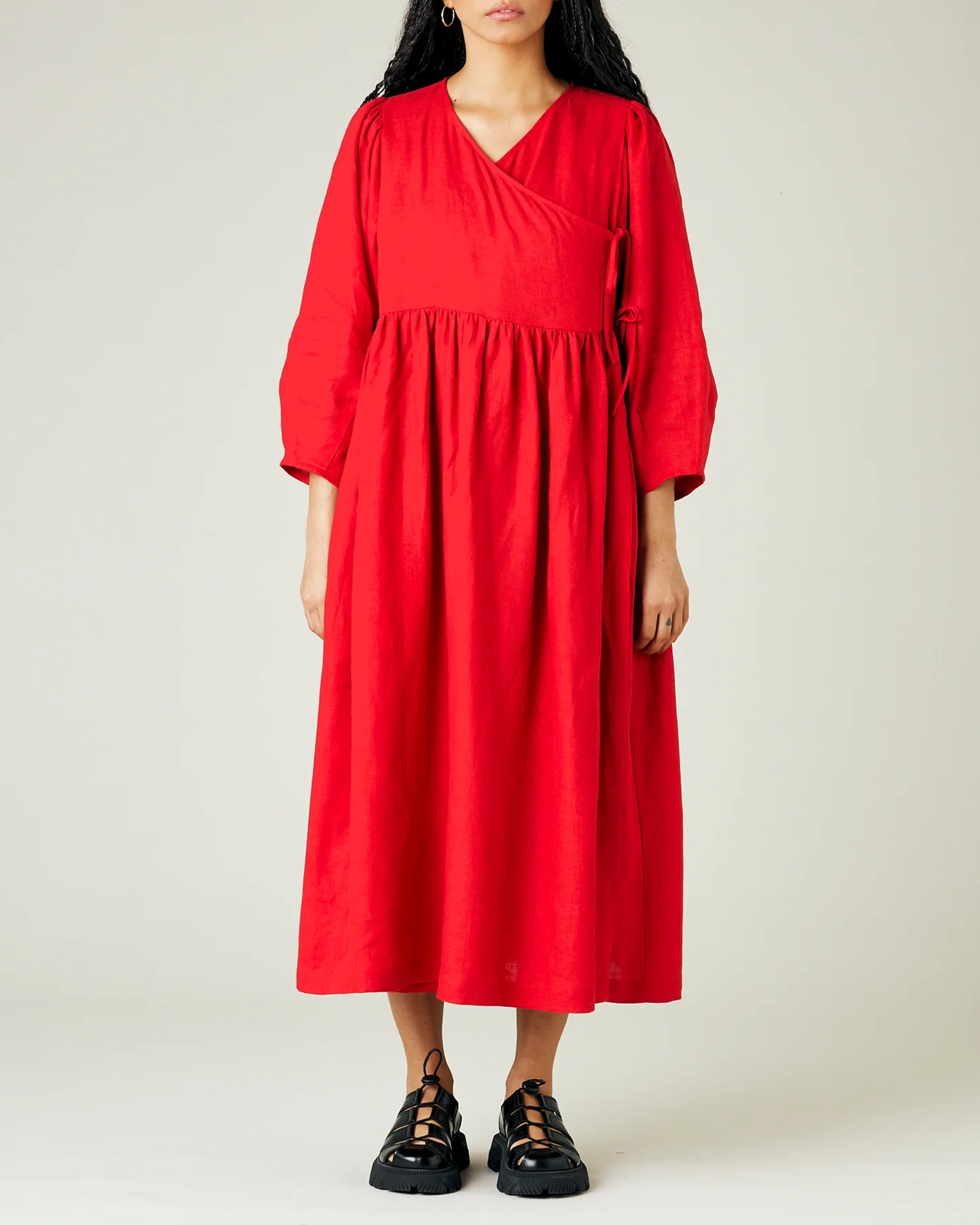 RED LINEN DRESS