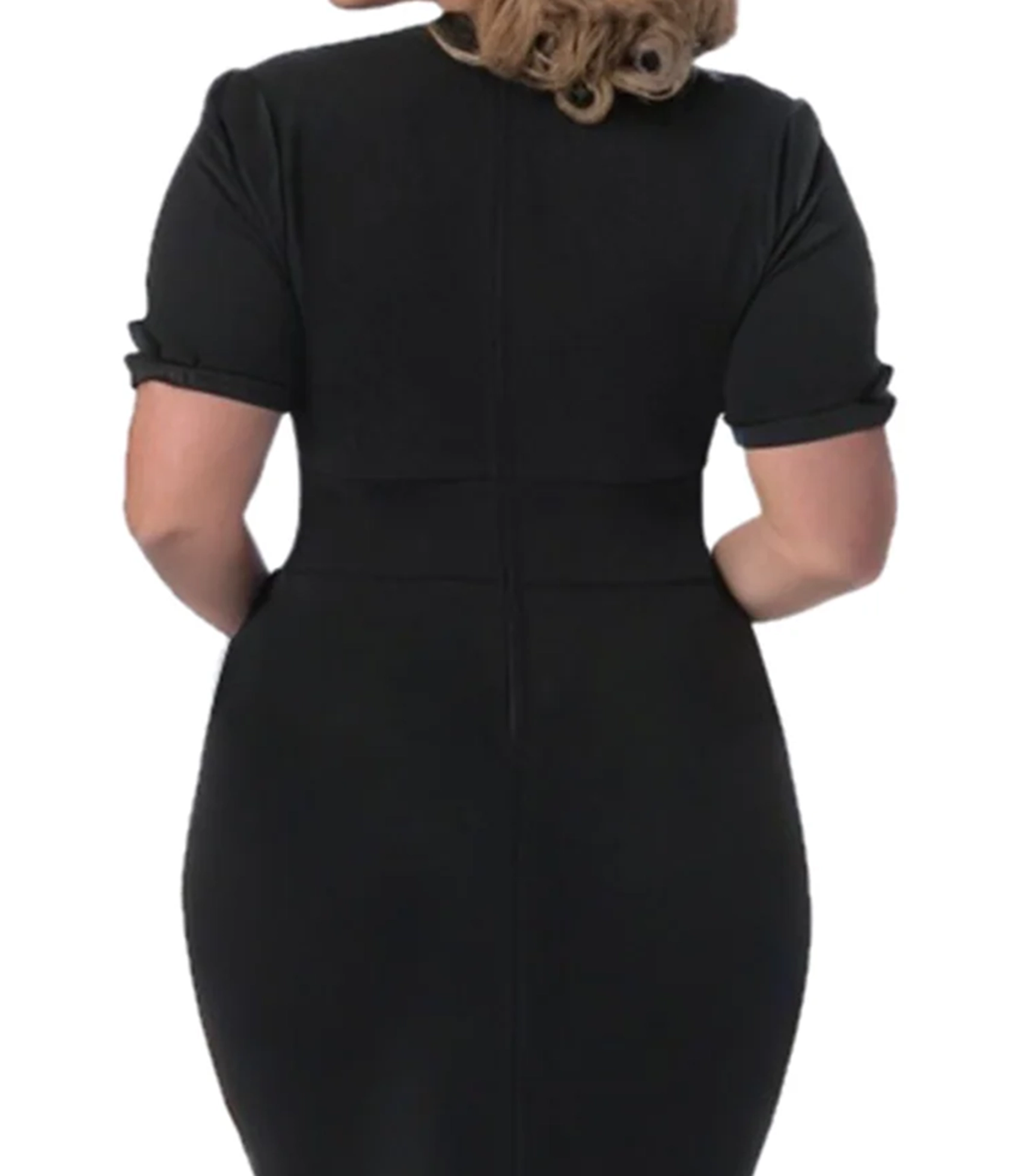 Unique Vintage Plus Size 1940s All Black Holloway Wiggle Dress