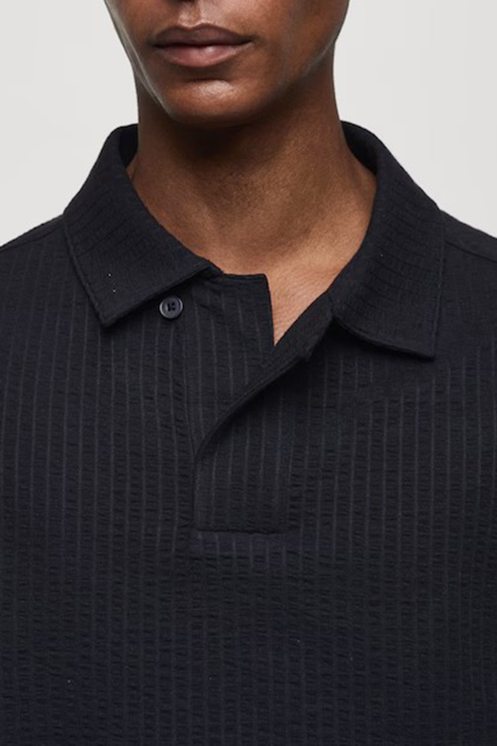 Seersucker cotton polo shirt