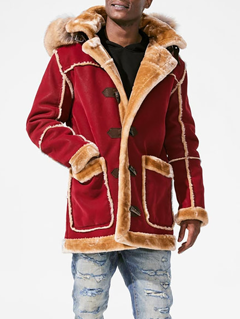 Men's Burgundy Shearling Jacket