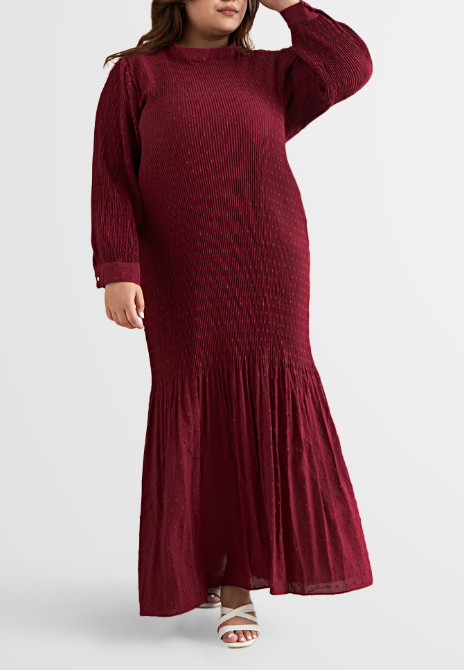 Round neck long sleeve elegant long fishtail dress