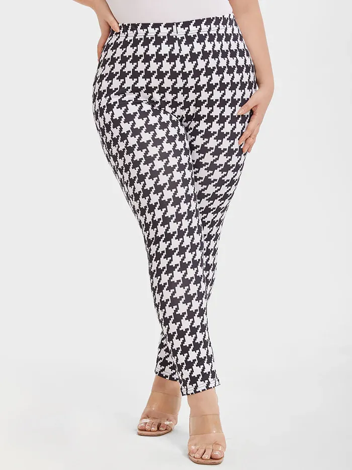 Houndstooth Print Skinny Pants