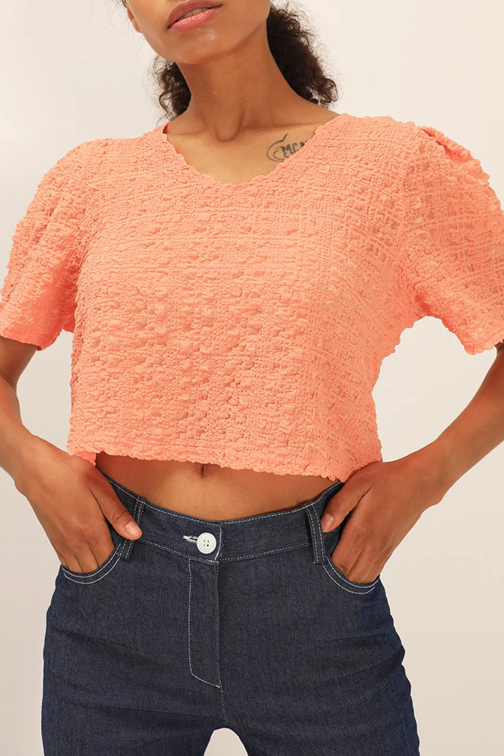 Hazel Textured Crop Top