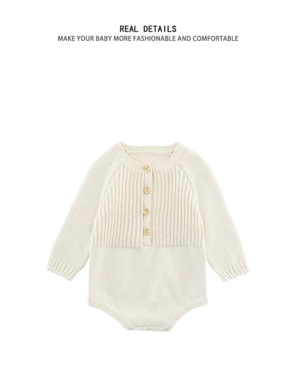 ins Nordic plain color baby knitted sweater spring and autumn one-piece baby long-sleeved triangle ha newborn baby clothes body suit