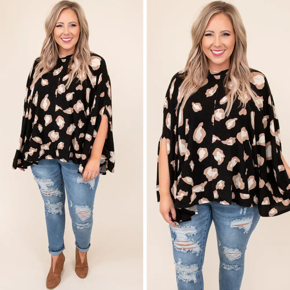 Found Another Crush Poncho, Black Leopard