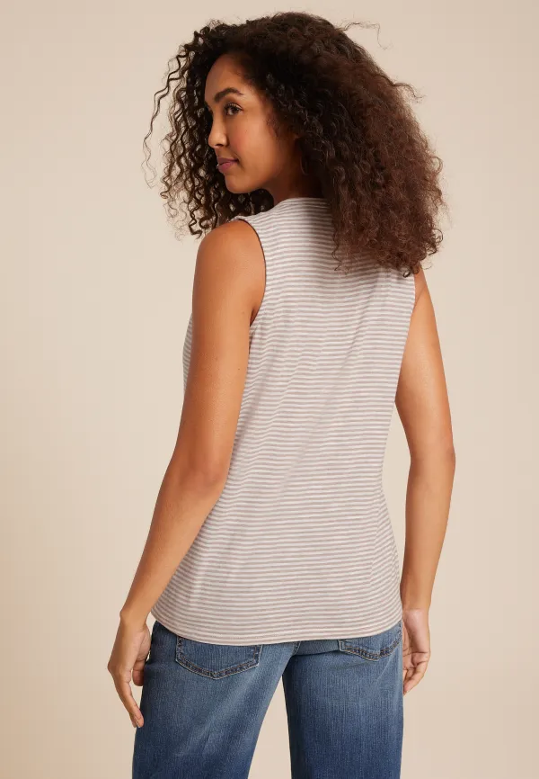 24/7 Morgan Striped V Neck Tank Top