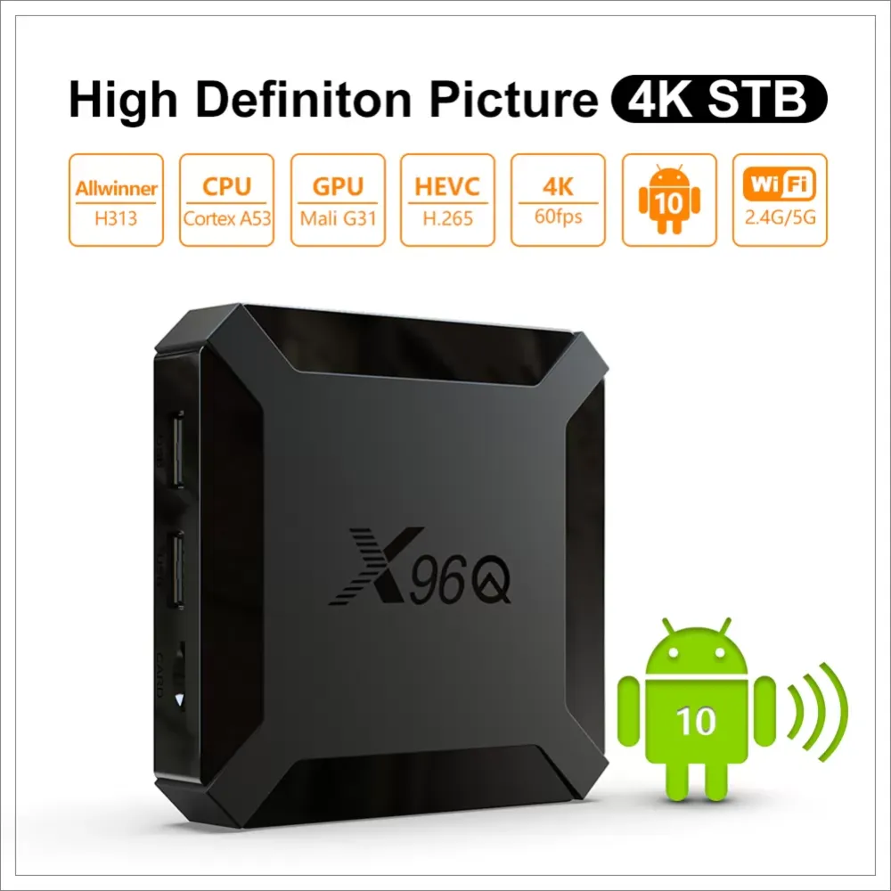 Android 10 X96Q TV Box 2GB 16GB Allwinner H313 Quad Core 4K 2.4G Wifi Netflix Youtube Android 10 Set Top Box Media Player