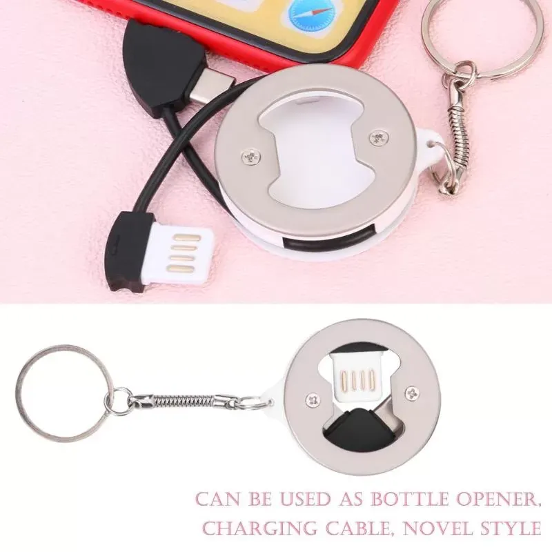 Portable 3 in 1 Charging Cable Bottle Opener for Apple/Type-C Mobile Device