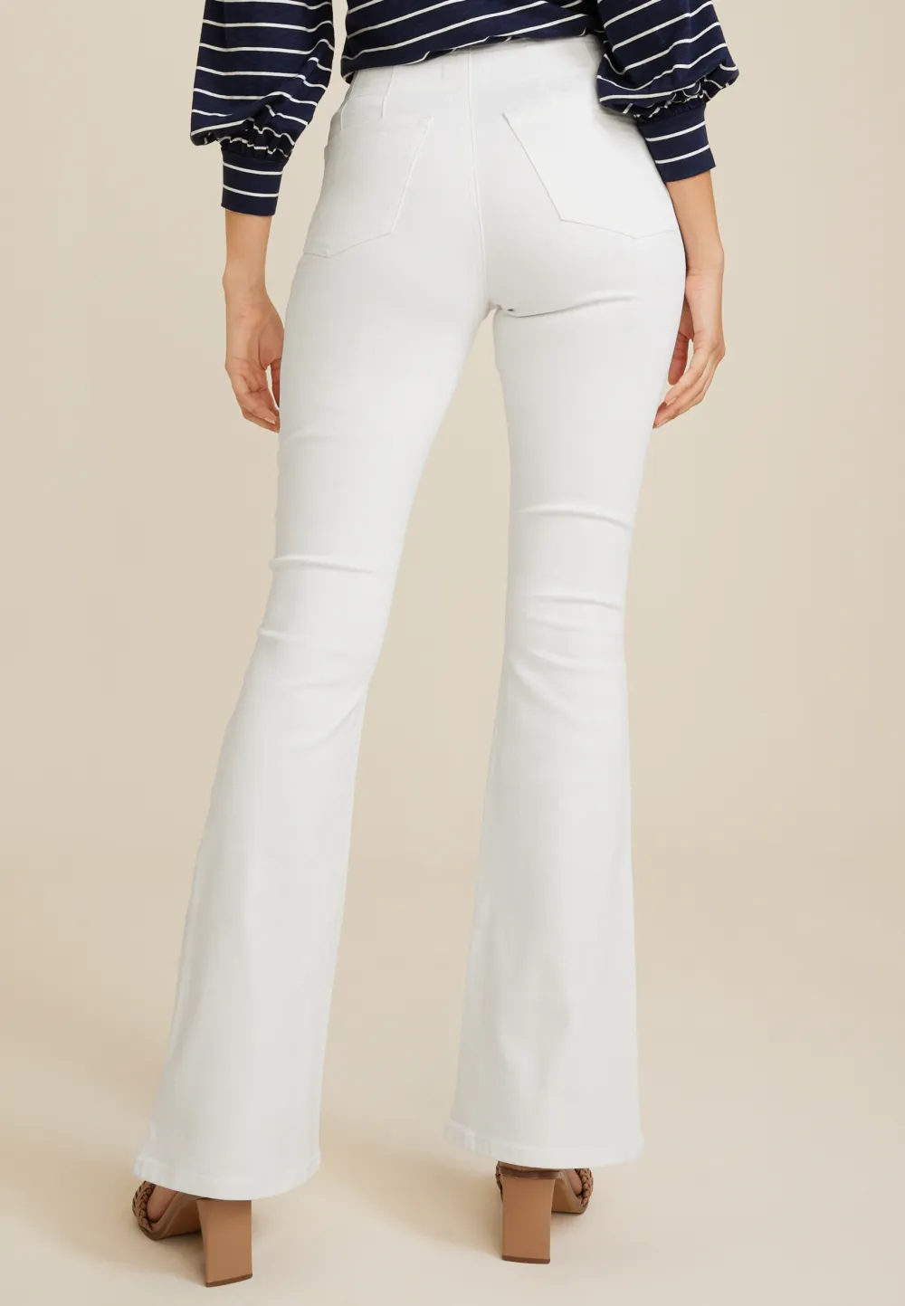 m jeans by maurices™ White High Rise Double Button Sculptress Flare Jean