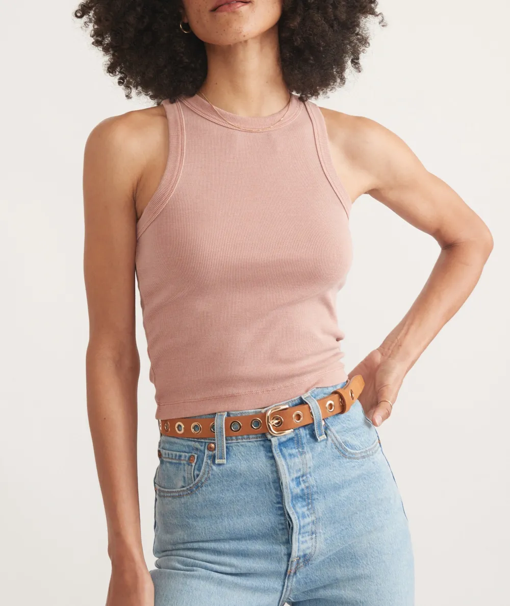 Lexi Rib Sun In High Neck Crop Tank