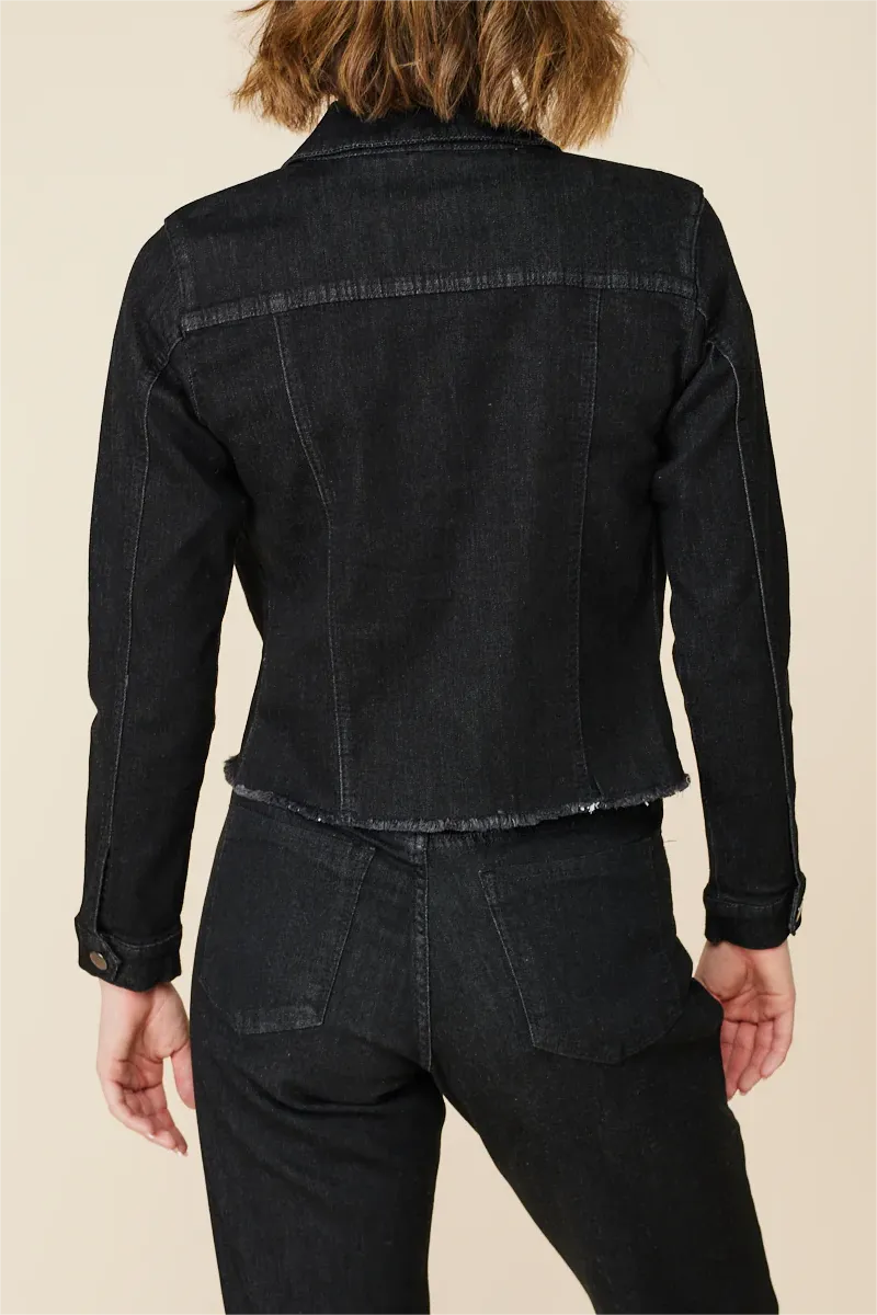 Adrift Cropped Denim Jacket In Black