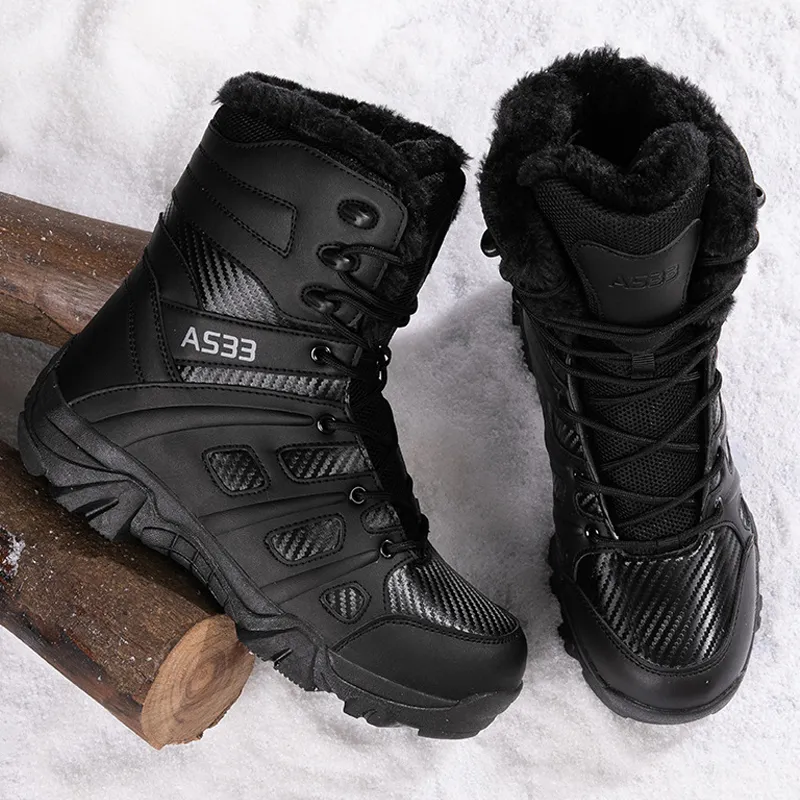 Men's Top Waterproof Anti-collision Warm Fleece Snow Combat Boots