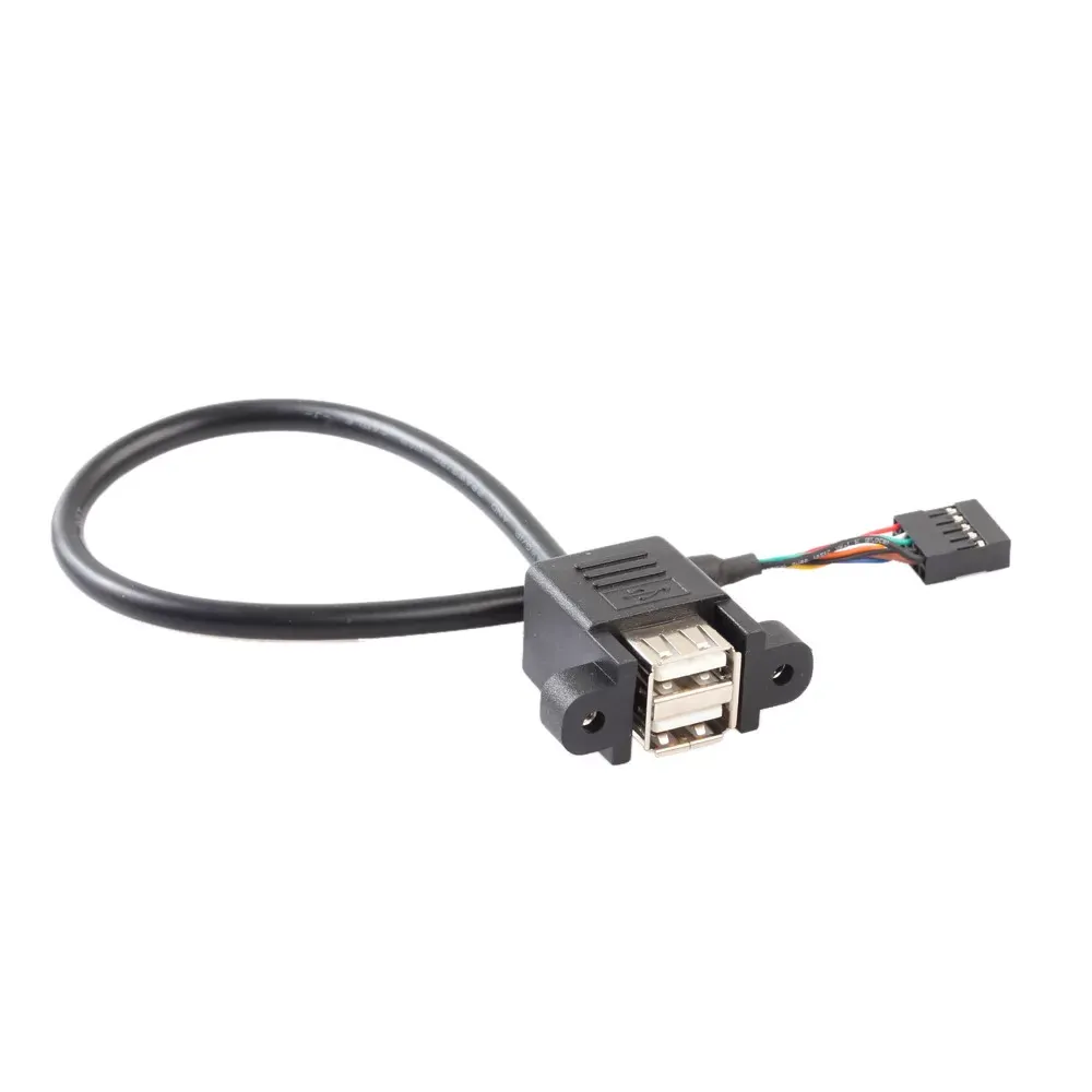 Stackable Dual USB 2.0 A Female To Motherboard 9 Pin Header Cable 2XUSB to 9P 30cm / 50cm / 100cm