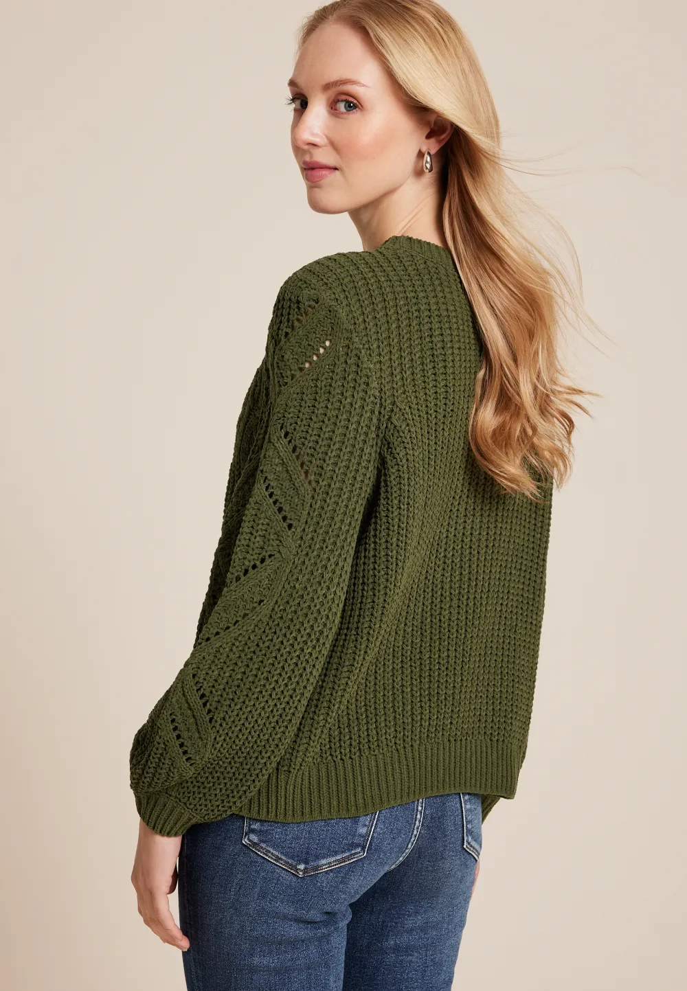 Soft Chenille Pointelle Pattern Sweater