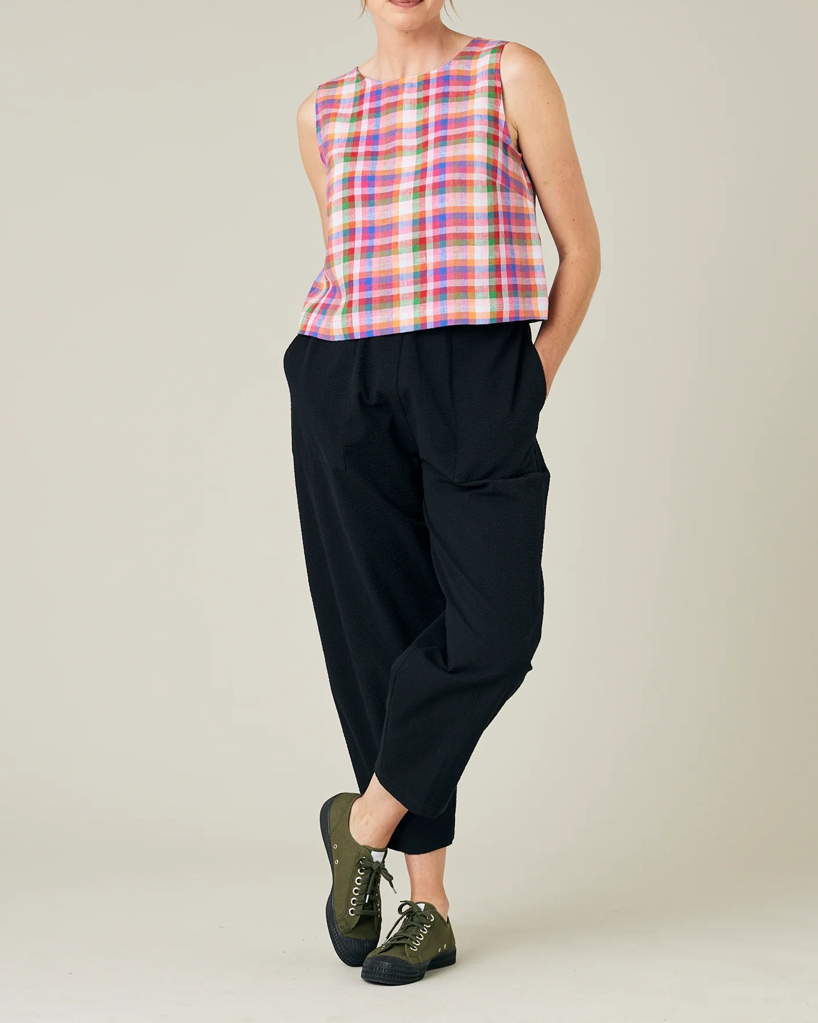 SONNY CHECK LINEN TOP