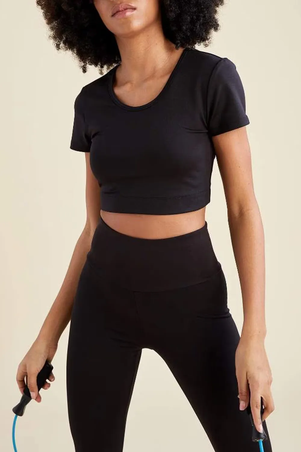 Crew Neck Short Sleeve Crop T-Shirt