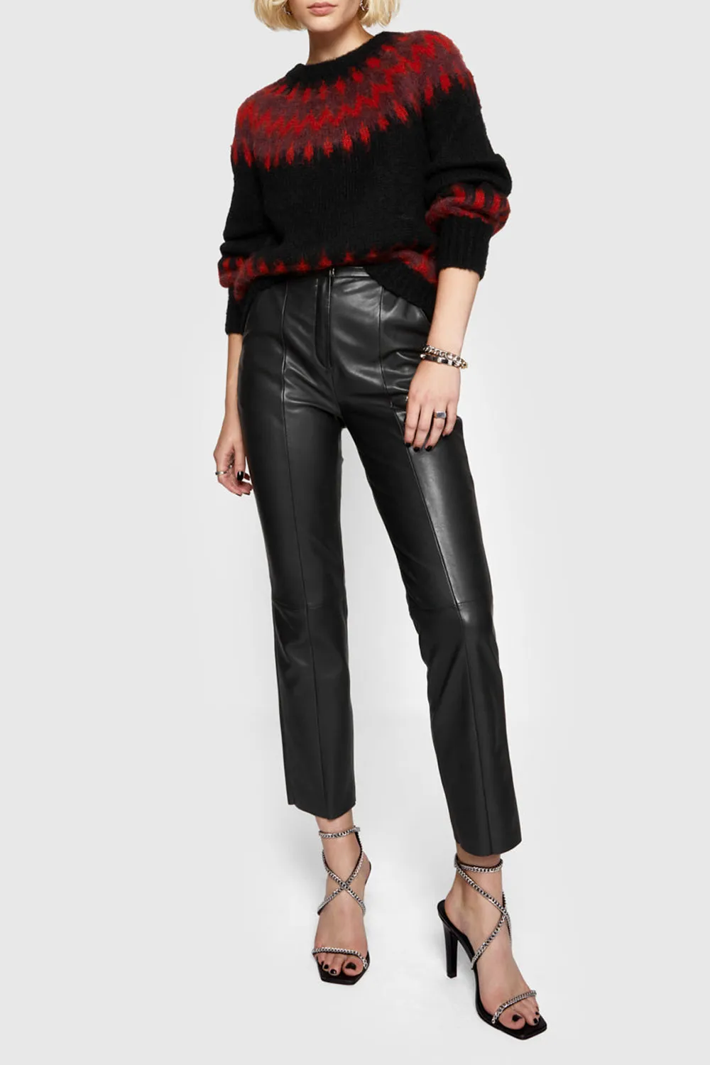 Casual Style Black Leather Pant