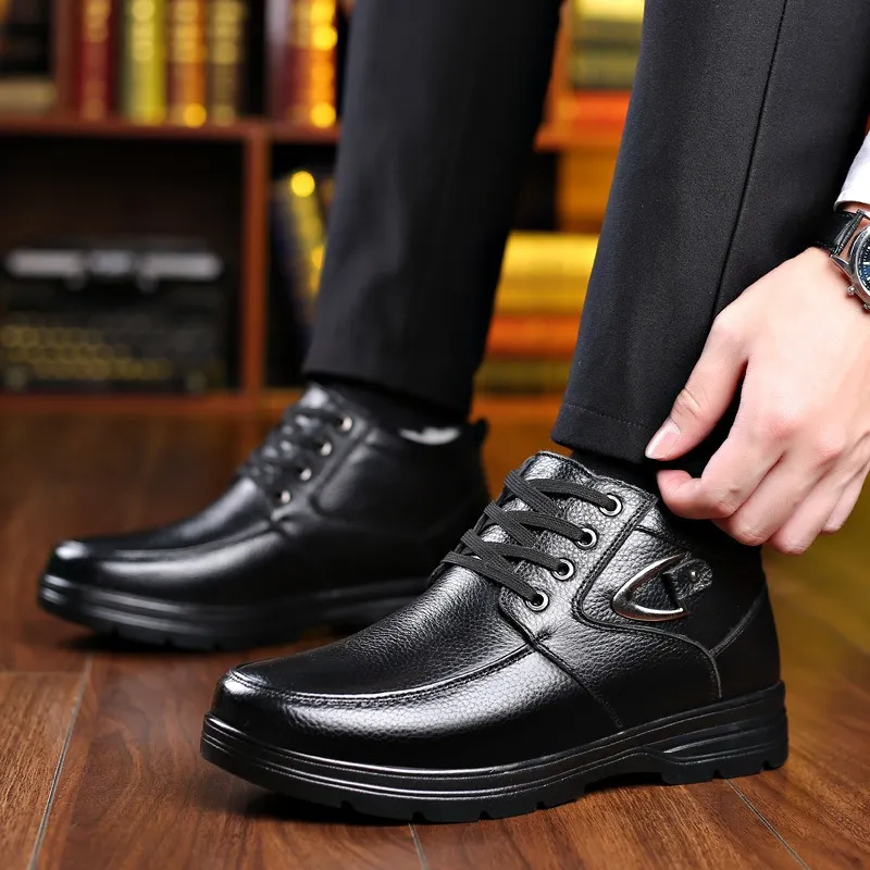 🔥On This Week Sale 70% OFF🔥 Men's Leather Thermal Winter Shoes Boots Lace-ups, Casual Walking Shoes