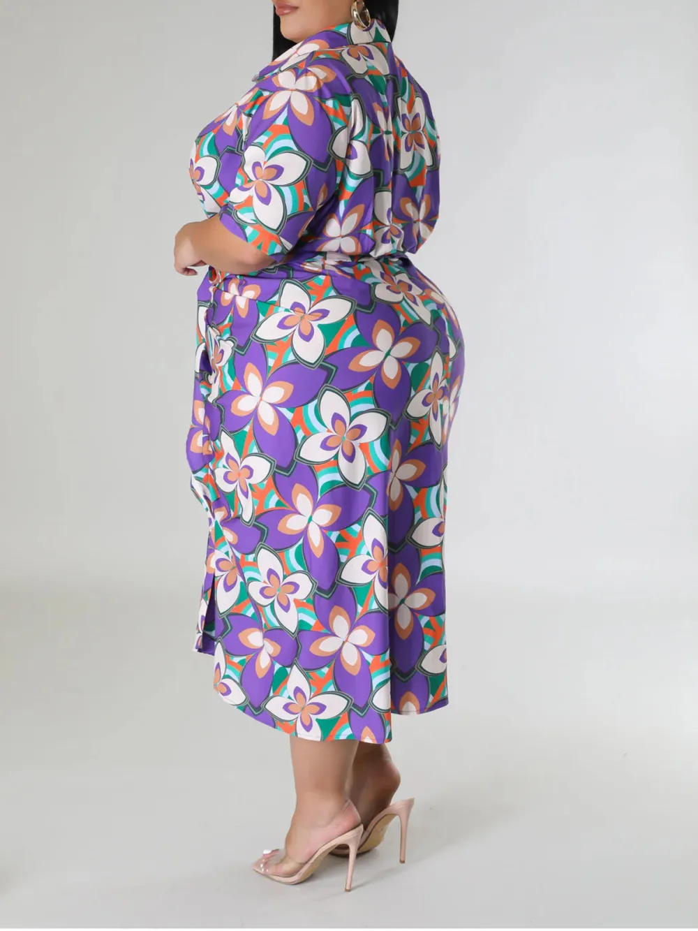 Plus-Size Fashion Women'S Floral Print Dress