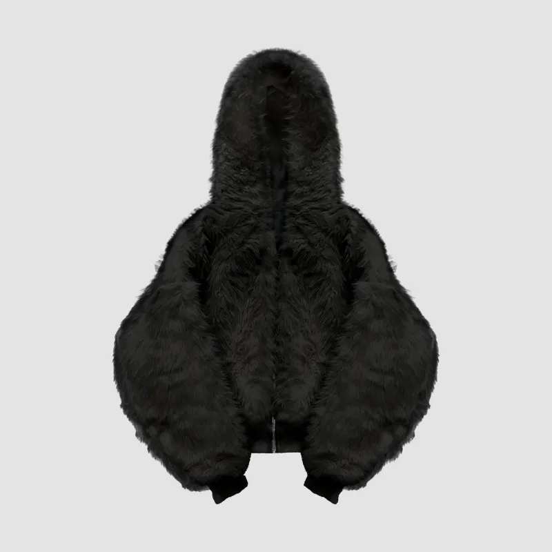 YETI FUR REVERSIBEL ZIP HOODIE JACKET