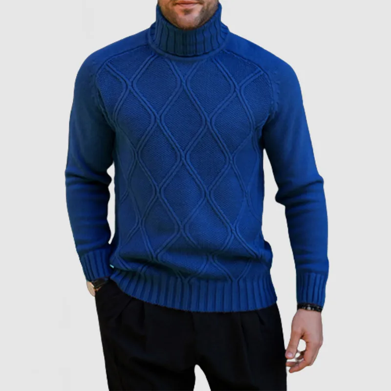 Men's Casual Turtle Neck Knitted Long Sleeve Sweater