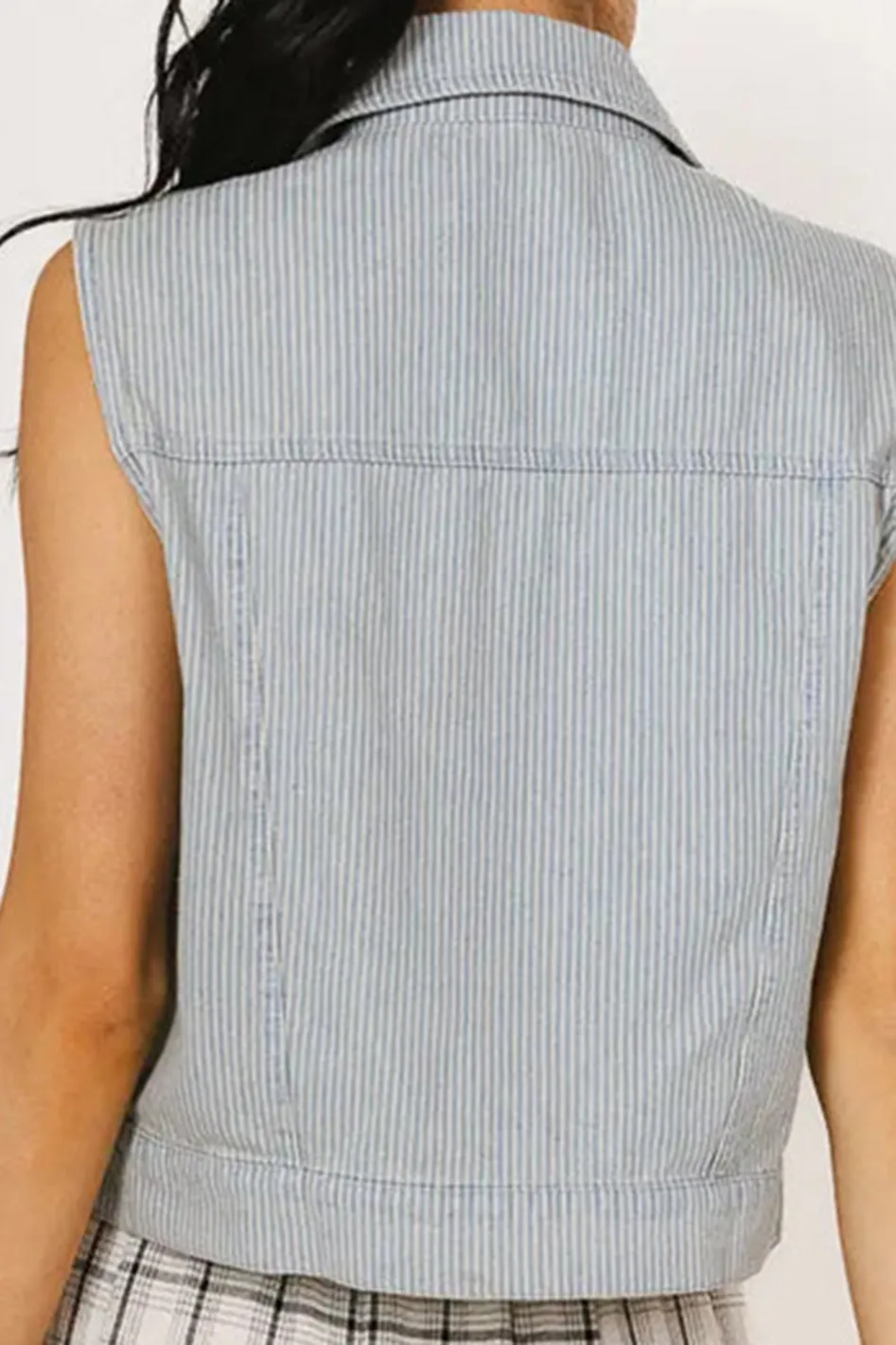 DAPHNE STRIPED DENIM VEST