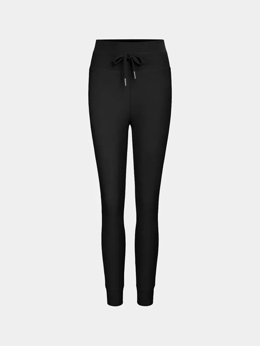 Softlyzero Airy High Waisted Drawstring Side Pocket Plain Full Length Joggers