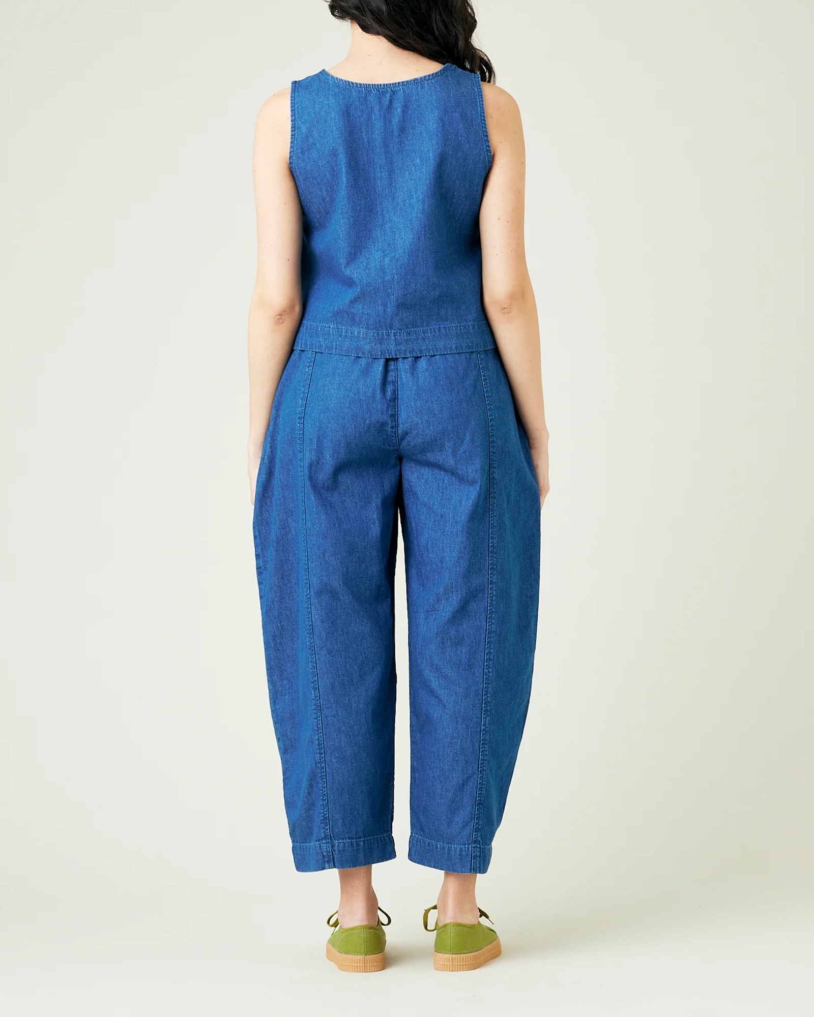 MID WASH DENIM CHAMBRAY TROUSERS