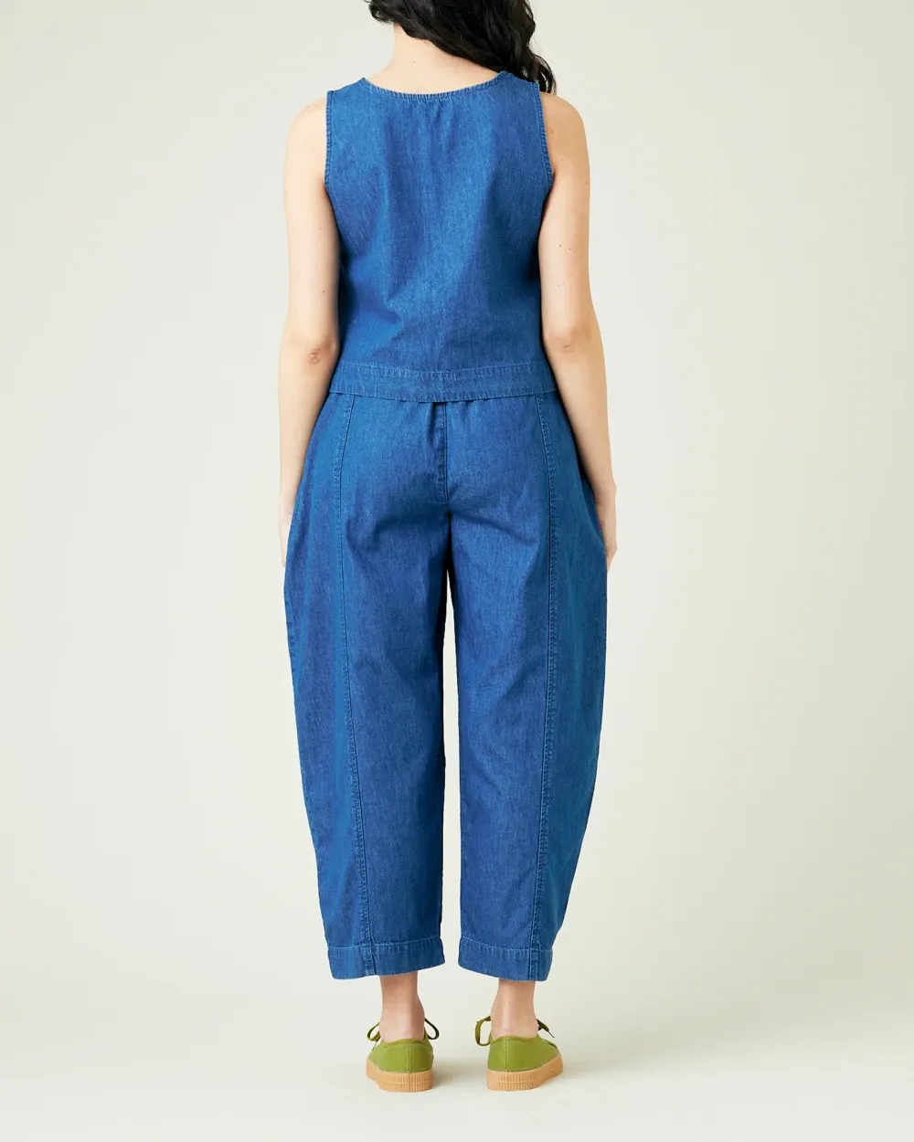 MID WASH DENIM CHAMBRAY TROUSERS