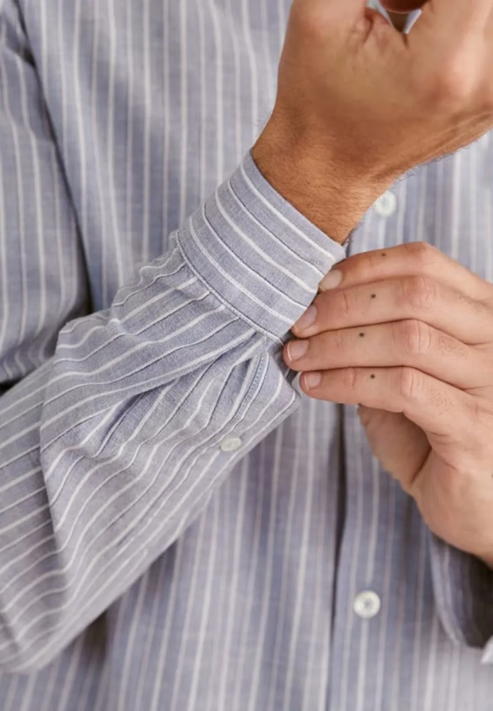 Cotton Linen Charlie Shirt-Blue White Stripes