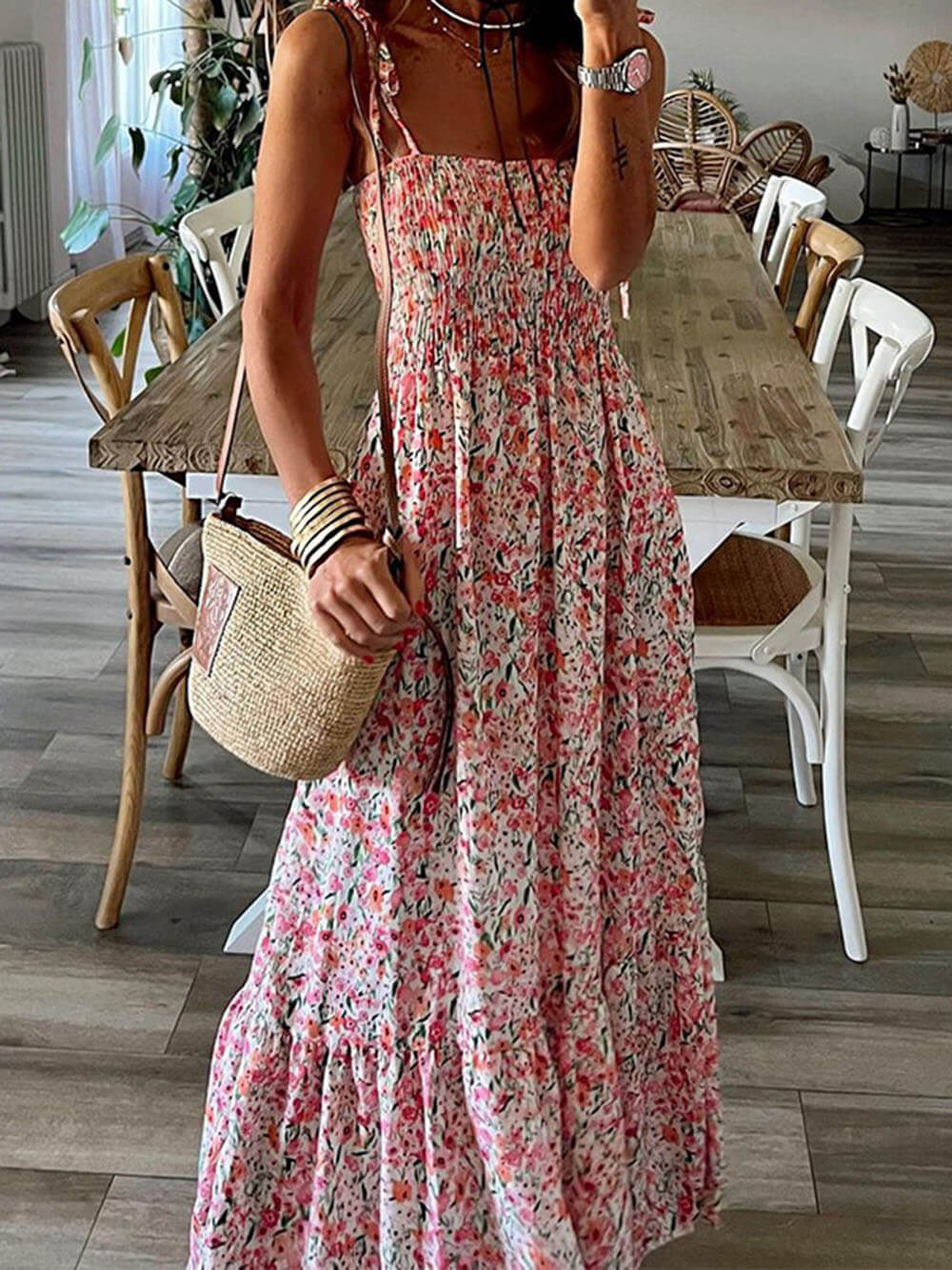 Bohemian printed slip dress