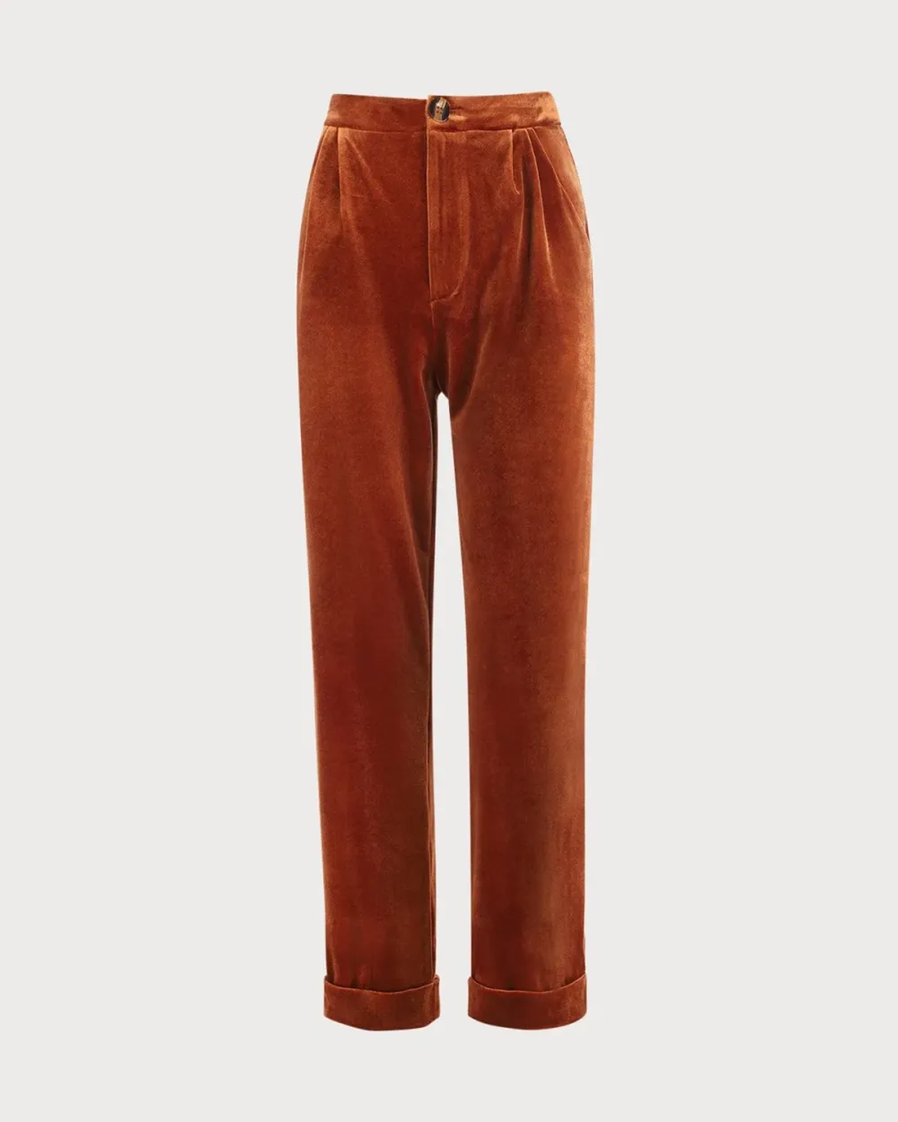 The Solid Pleated High Waisted Velvet Pants