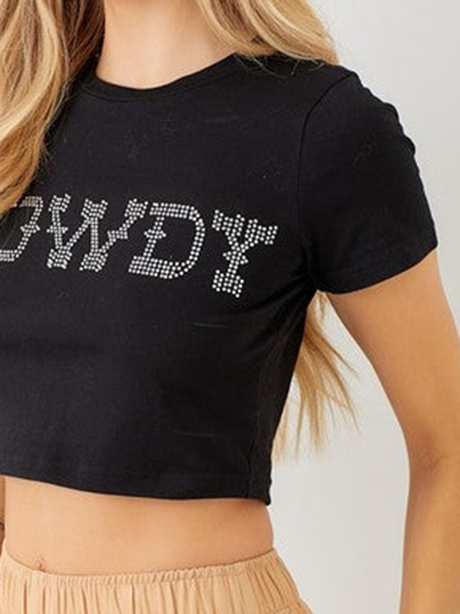 Howdy Rhinestone Crop Tee