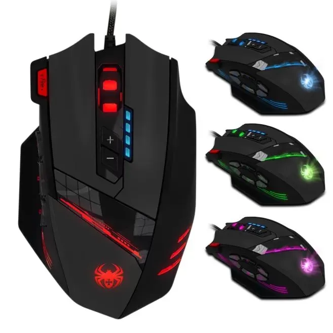 Zelotes C-12 Programmable Buttons LED Optical USB Custom Gaming Mouse Mice 8000 DPI Computer Table Ergonomic Silent For PC Laptop