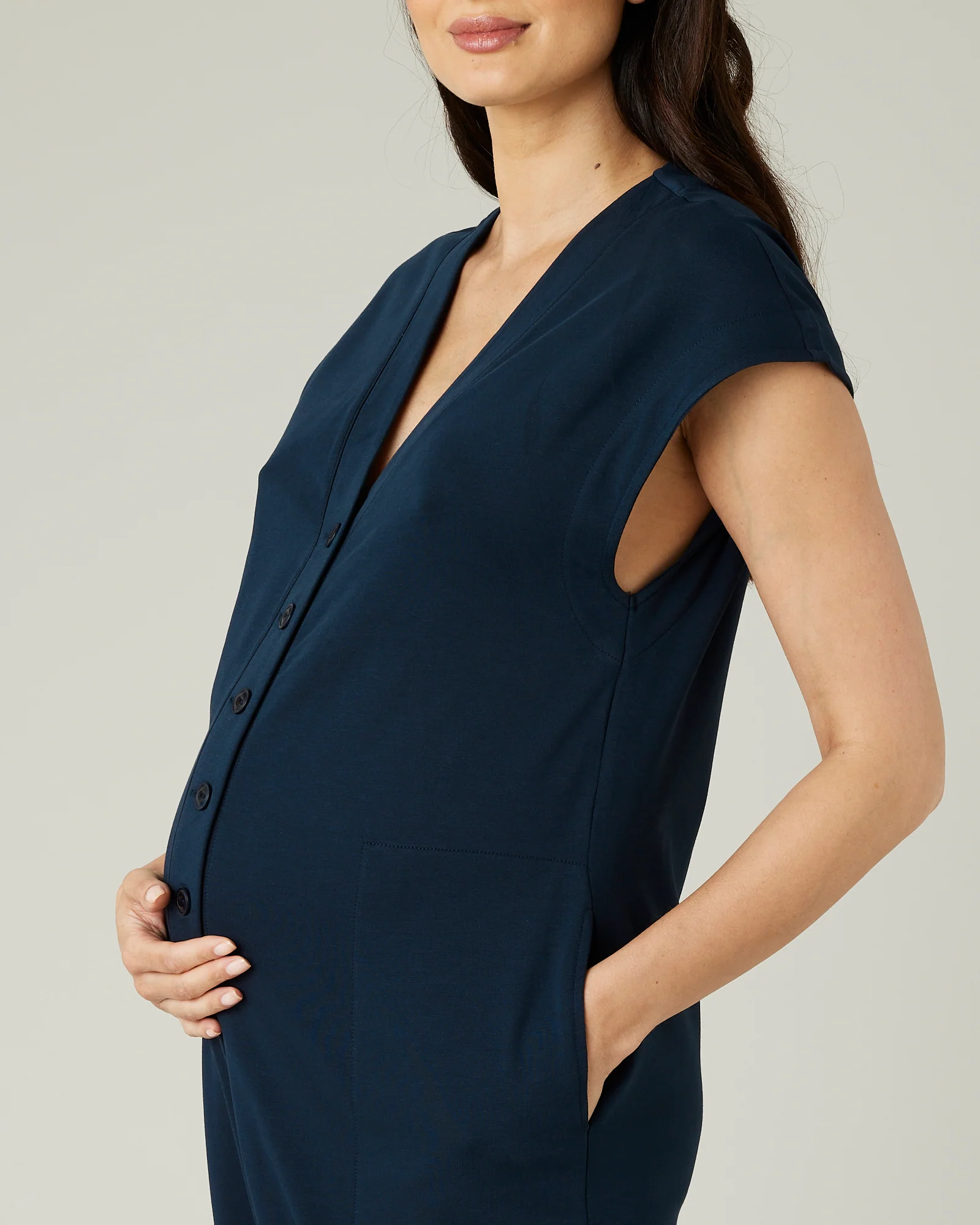 NAVY COTTON JERSEY JUMPSUIT